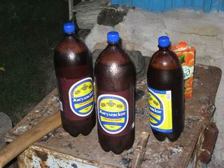 Пиво "Жигулеское" + сок "Фруктвый сад" = Коктейль "Фруктовые Жигули" :)